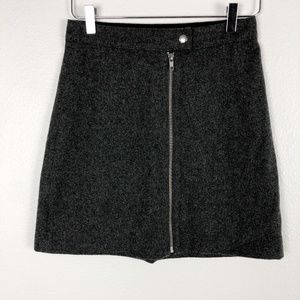 Madewell Gray Wool Studio Zip Skirt
